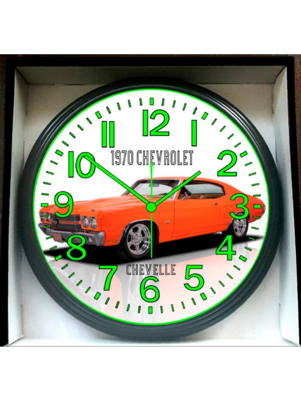 1970 Chevrolet Chevy Chevelle Garage Shop Glow In The Dark Wall Clock New